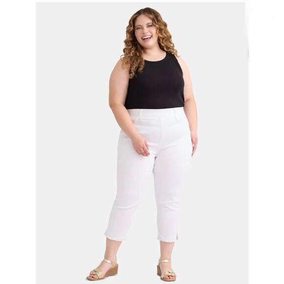 Women's White Plus High Rise Capri Jeggings Pants Size 4X - Picture 4 of 6